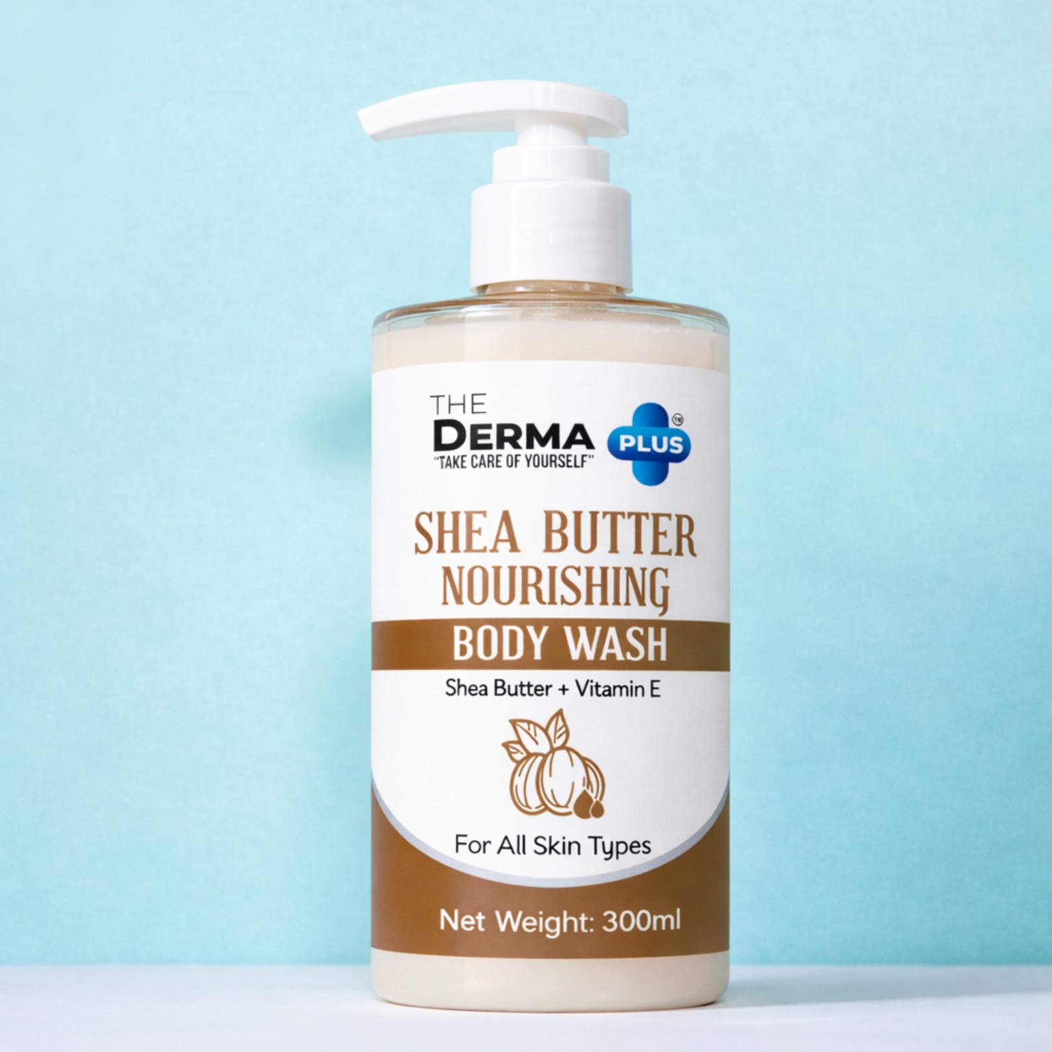 The Derma Plus Shea Butter Nourishing Body Wash pump bottle
